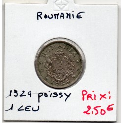 Roumanie 1 leu 1924 Poissy TTB+, KM 46 pièce de monnaie
