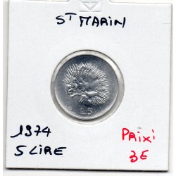 Saint Marin 5 lire 1974 FDC, KM 32 pièce de monnaie
