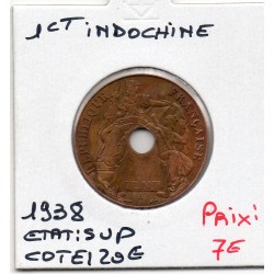Indochine 1 cent 1938 A sup, Lec 99 pièce de monnaie