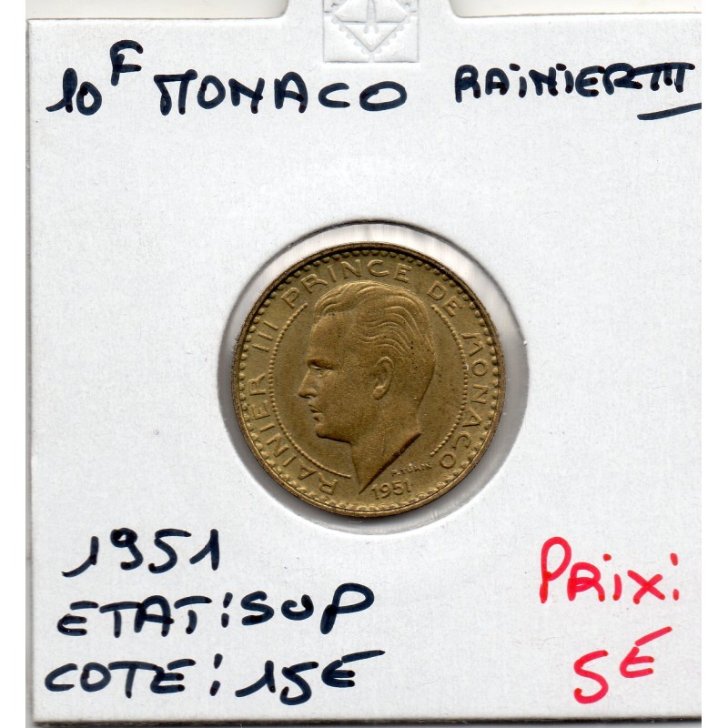 Monaco Rainier III 10 francs 1951 Sup, Gad 139 pièce de monnaie