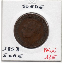 Suède 5 Ore 1858 TTB-, KM 690 pièce de monnaie