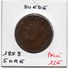 Suède 5 Ore 1858 TTB-, KM 690 pièce de monnaie