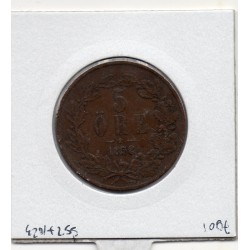 Suède 5 Ore 1858 TTB-, KM 690 pièce de monnaie