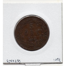 Suède 5 Ore 1858 TTB-, KM 690 pièce de monnaie