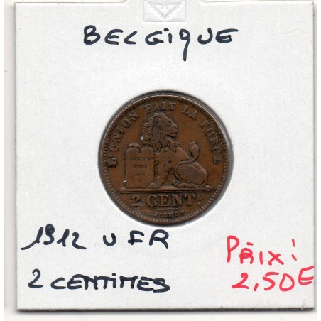 Belgique 2 centimes 1912 en français TTB, KM 64 pièce de monnaie