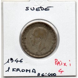 Suède 1 krona 1946 TTB, KM 814 pièce de monnaie