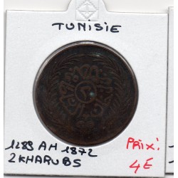 Tunisie 2 kharoubs 1289 AH - 1872 TB, KM 174 pièce de monnaie