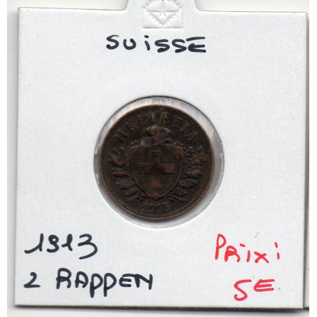 Suisse 2 rappen 1913 TTB, KM 4.2 pièce de monnaie