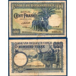 Congo Belge Pick N°17c, TB- Billet de banque de 100 francs 11.3.1946