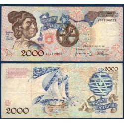 Portugal Pick N°186a, TB Billet de banque de 2000 Escudos 23.5.1991