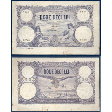 Roumanie Pick N°20a, TTB Billet de banque de 20 lei 18.10.1928