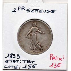 2 Francs Semeuse Argent 1899 TB+, France pièce de monnaie