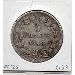 5 francs Louis Philippe 1840 A Paris TB-, France pièce de monnaie