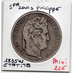 5 francs Louis Philippe 1835 W Lille TB, France pièce de monnaie