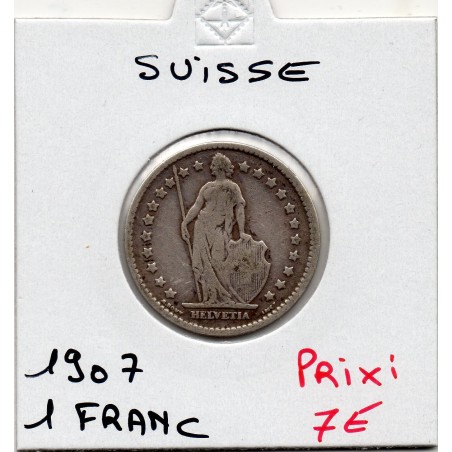 Suisse 1 franc 1907 TB, KM 24 pièce de monnaie