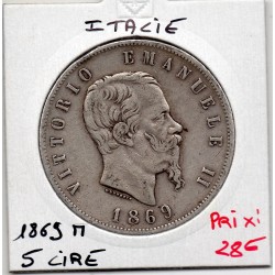 Italie 5 Lire 1869 M BN TTB,  KM 8 pièce de monnaie