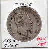 Italie 5 Lire 1869 M BN TTB,  KM 8 pièce de monnaie
