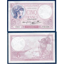 5 Francs Violet Sup 24.8.1939 Billet de la banque de France