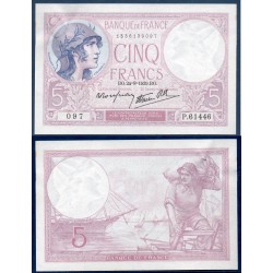 5 Francs Violet Sup 24.8.1939 Billet de la banque de France