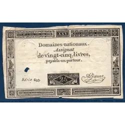 Assignat 25 livres 6.6.1793 TB signature A Jame mus 43