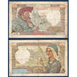 50 Francs Jacques Coeur TB 23.1.1941 Billet de la banque de France