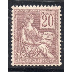 Timbre France Yvert No 113 Mouchon type I 20c Brun-Lilas neuf **