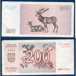 Lituanie P.45, Sup Billet de 200 Talonas 1992 cerfs