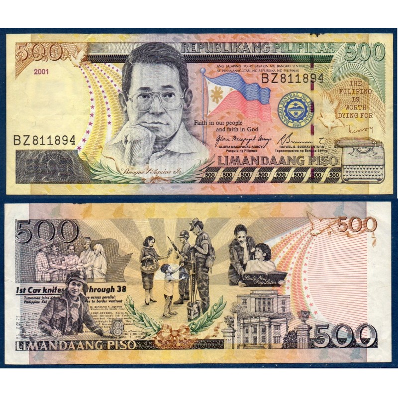 Philippines Pick N°196a, TTB Billet de banque de 500 Piso 2001-2005