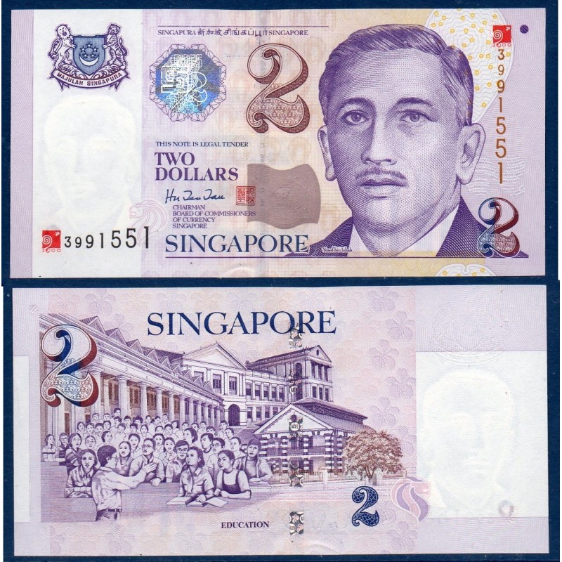 Singapour Pick N°45, Billet de banque de 2 Dollar 2000