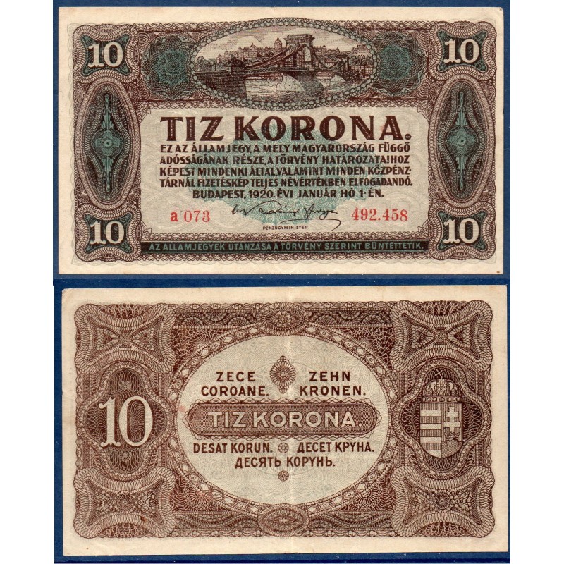 Hongrie Pick N°60, TTB Billet de banque de 10 korona 1920