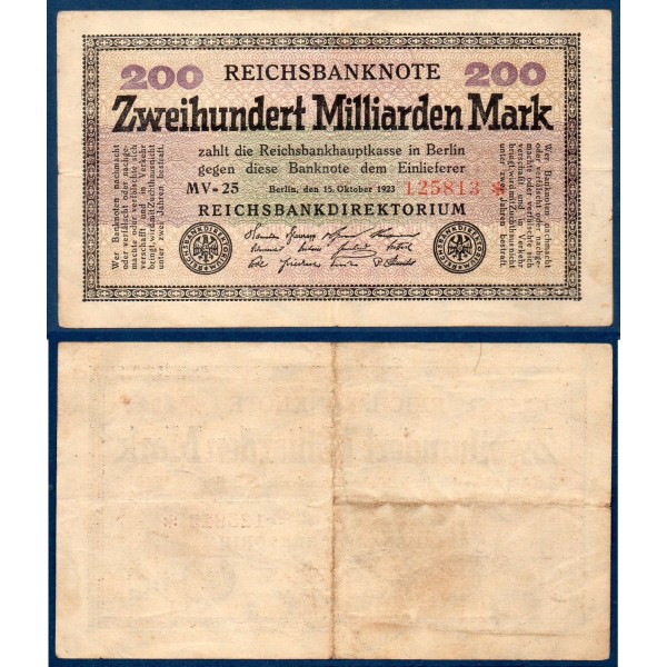 Allemagne Pick N°121a, TTB Billet de banque de 200 Milliards Mark 1923