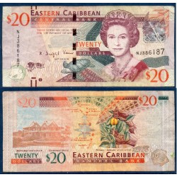 Caraïbes de l'est Pick N°49 Billet de banque de 20 dollars 2008
