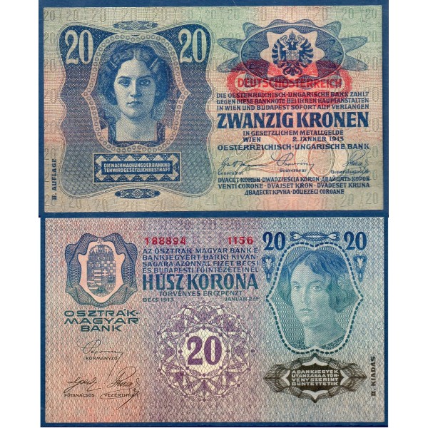 Autriche Pick N°53, Spl Billet de banque de 20 Kronen 1919