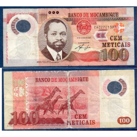 Mozambique Pick N°151a, TB Billet de banque de 100 meticais 2011