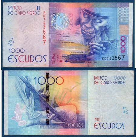 Cap vert Pick N°73, TB Billet de banque de 1000 escudos 2014