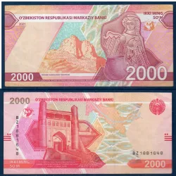 Ouzbékistan Pick N°87, TTB Billet de banque de 2000 Sum 2021