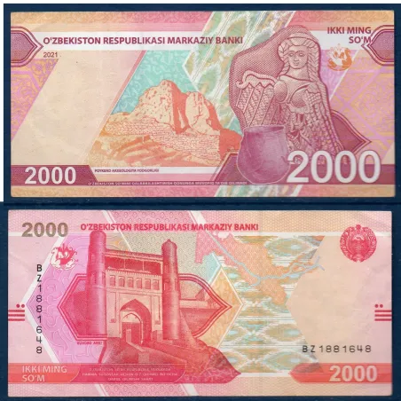 Ouzbékistan Pick N°87, TTB Billet de banque de 2000 Sum 2021