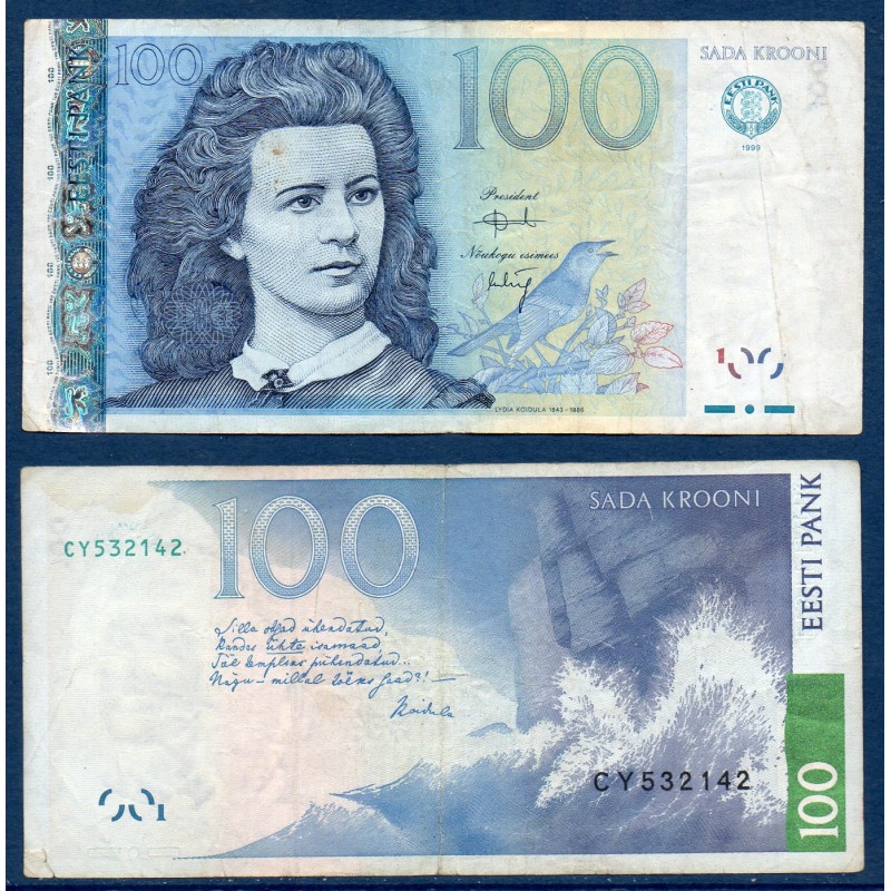 Estonie Pick N°82a, TB+ Billet de banque de 100 Krooni 1999
