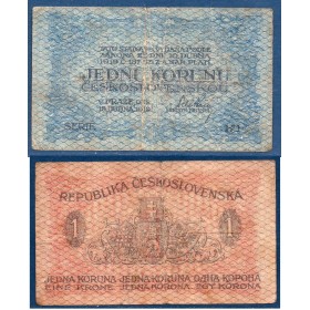 Tchécoslovaquie Pick N°6a, B Billet de banque de 1 Koruna 1919