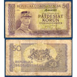 Tchécoslovaquie Pick N°62a, B Billet de banque de 50 Korun 1945