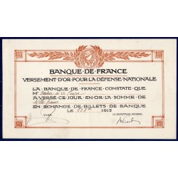 Bon de Versement d'or pour la défense nationale, 1000 francs 13.12.1915