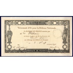 Bon de Versement d'or pour la défense nationale, 100 francs 1917