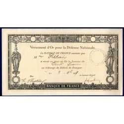 Bon de Versement d'or pour la défense nationale, 100 francs 1917