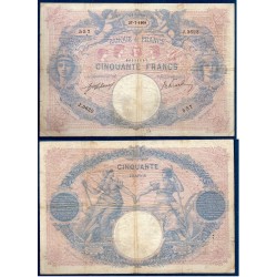 50 Francs Bleu et Rose B 2.7.1909 Billet de la banque de France
