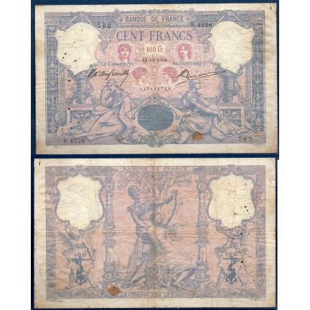 100 Francs Bleu et Rose B 13.12.1904 Billet de la banque de France