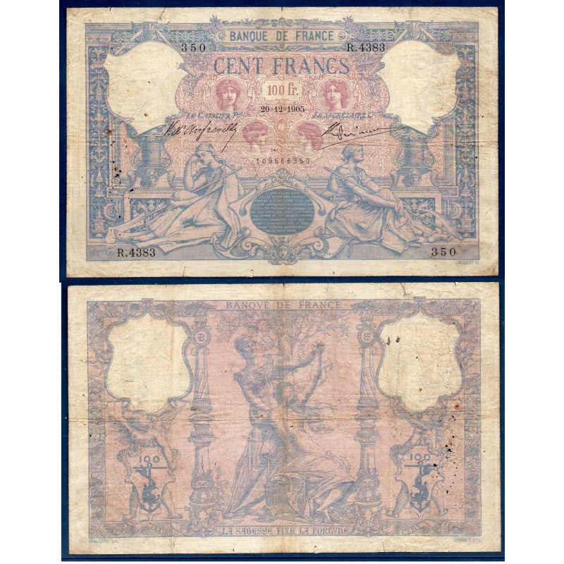 100 Francs Bleu et Rose B 20.12.1905 Billet de la banque de France