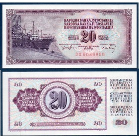 Yougoslavie Pick N°85, neuf Billet de banque de 20 Dinara 1974