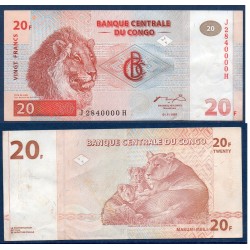 Congo Pick N°88A, TTB Billet de banque de 20 francs 1997