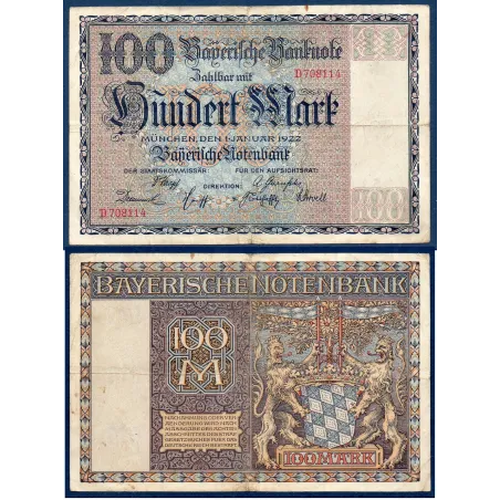 Allemagne Bavière Pick N°S923, TB Billet de banque de 1000 Mark 1922