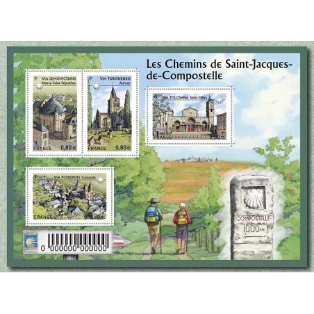 Bloc feuillet Yvert No F4725 France Les Chemins de Saint Jacques de Compostelle